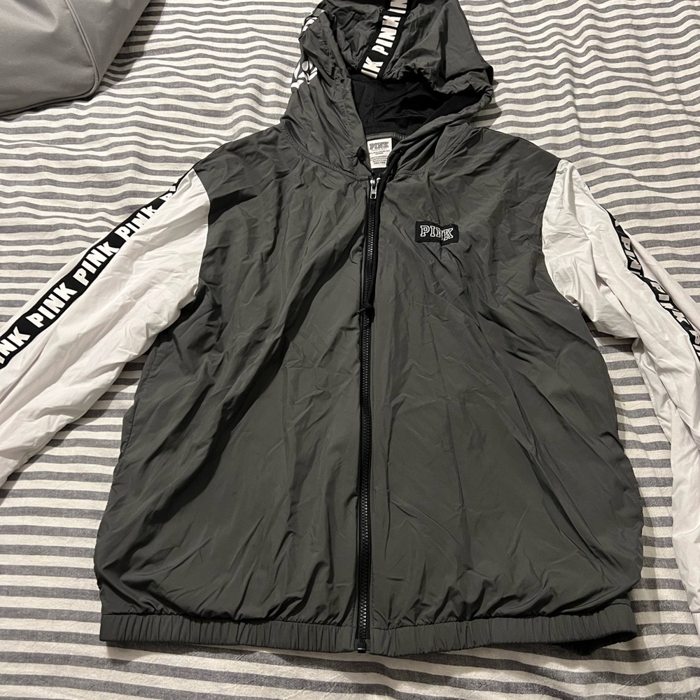 PINK Victoria's Secret Black and White Hooded Jacket